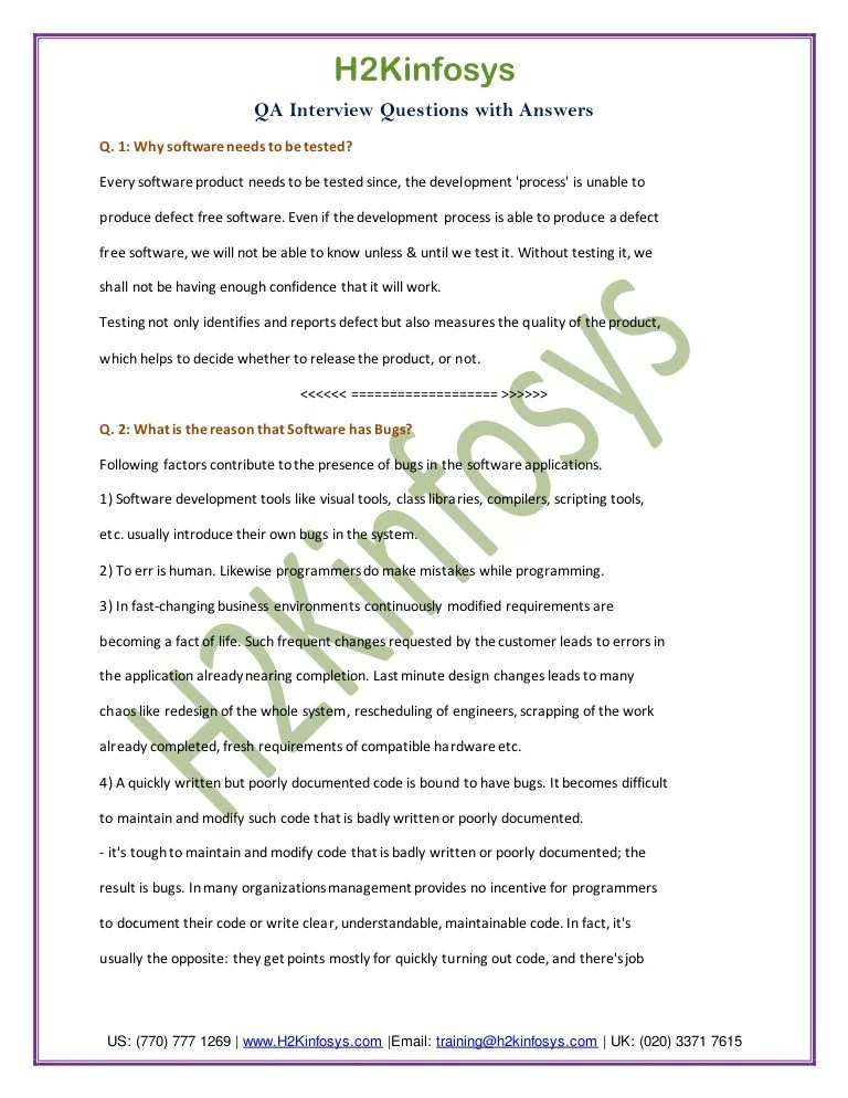 QA Interview Questions With Answers