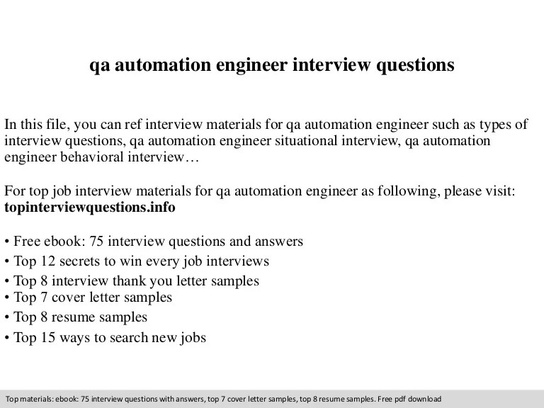 Qa automation engineer interview questions