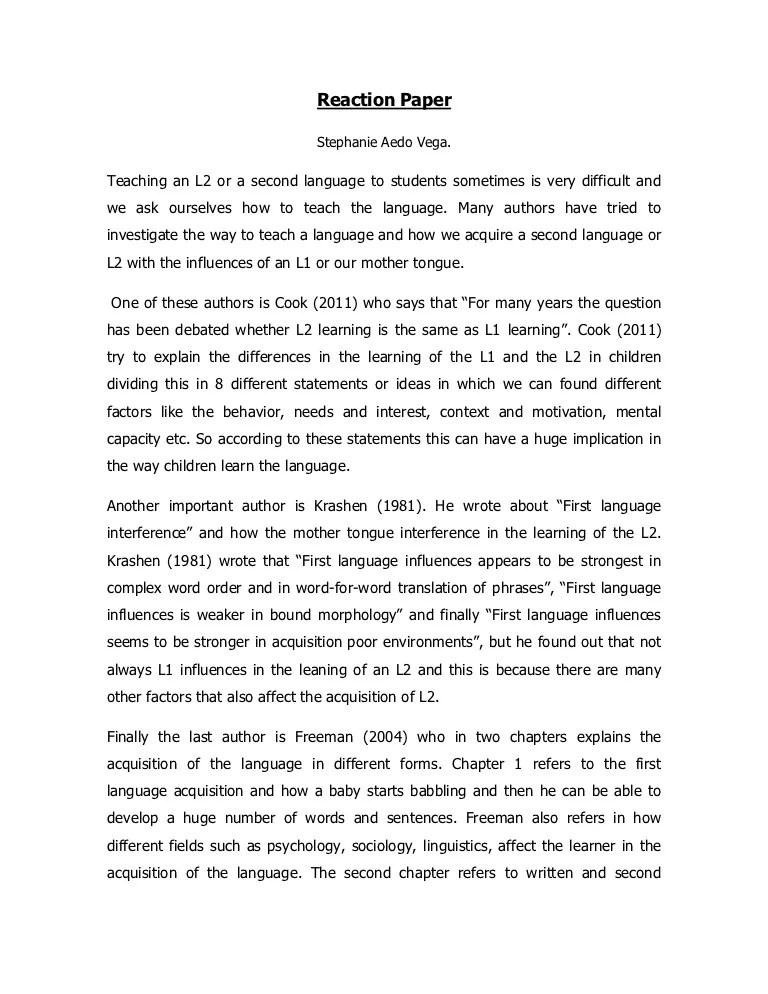 Reaction paper