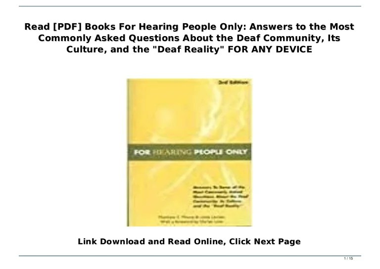 Read [PDF] Books For Hearing People Only Answers to the Most Commonl…