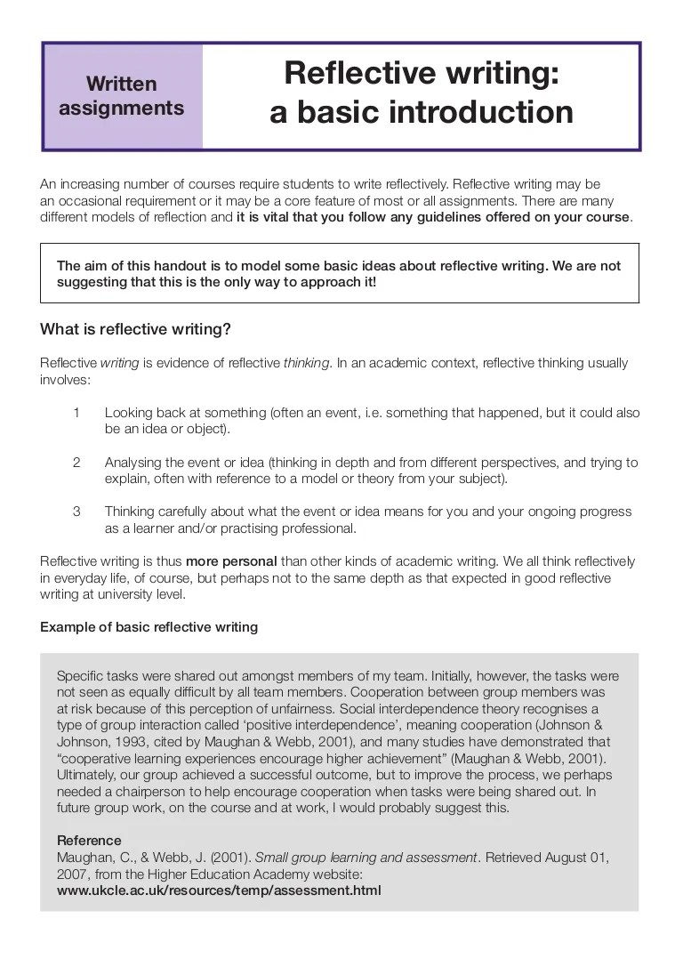 Reflective writingabasicintroduction