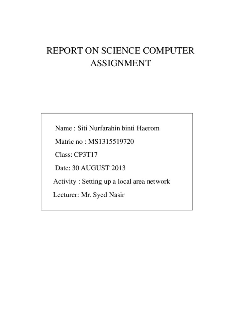 Report on science computer assignment