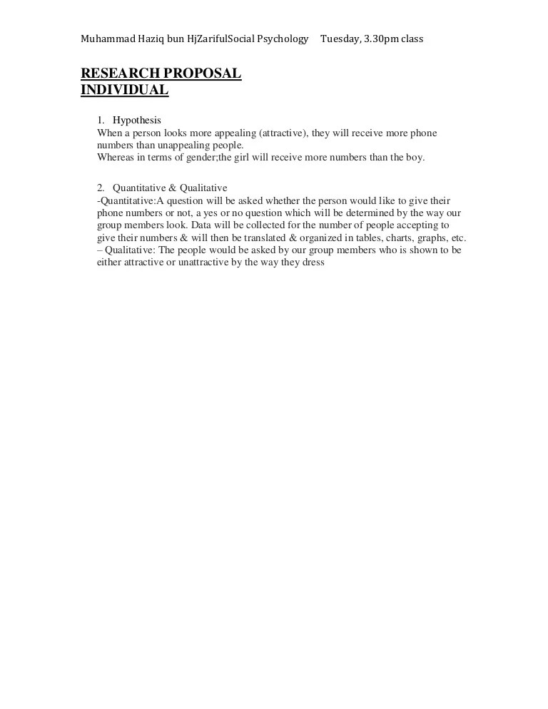 Psychology Research Proposal