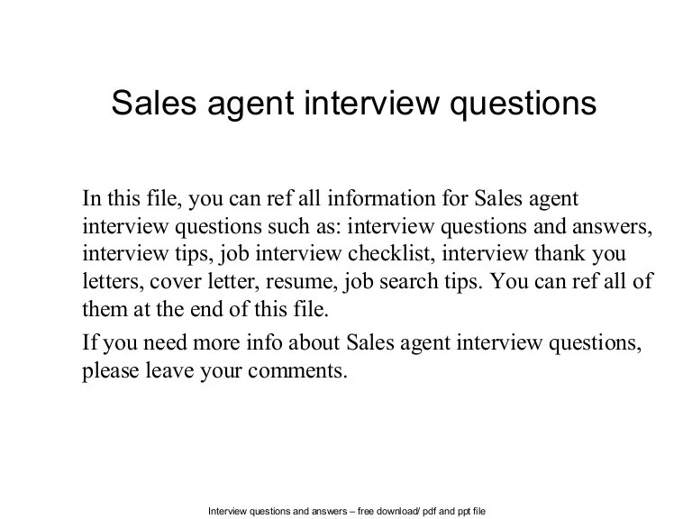 Sales agent interview questions