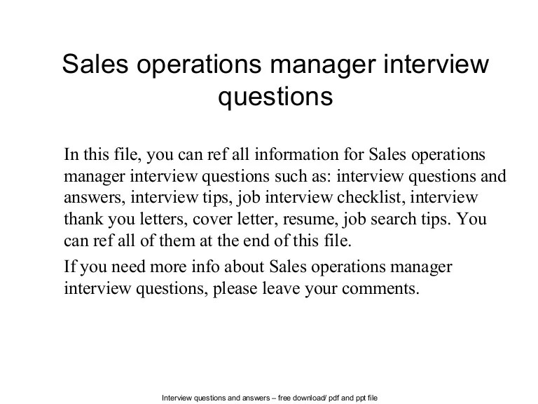Sales operations manager interview questions