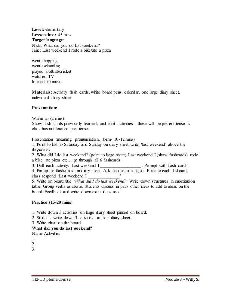 PPP sample lesson