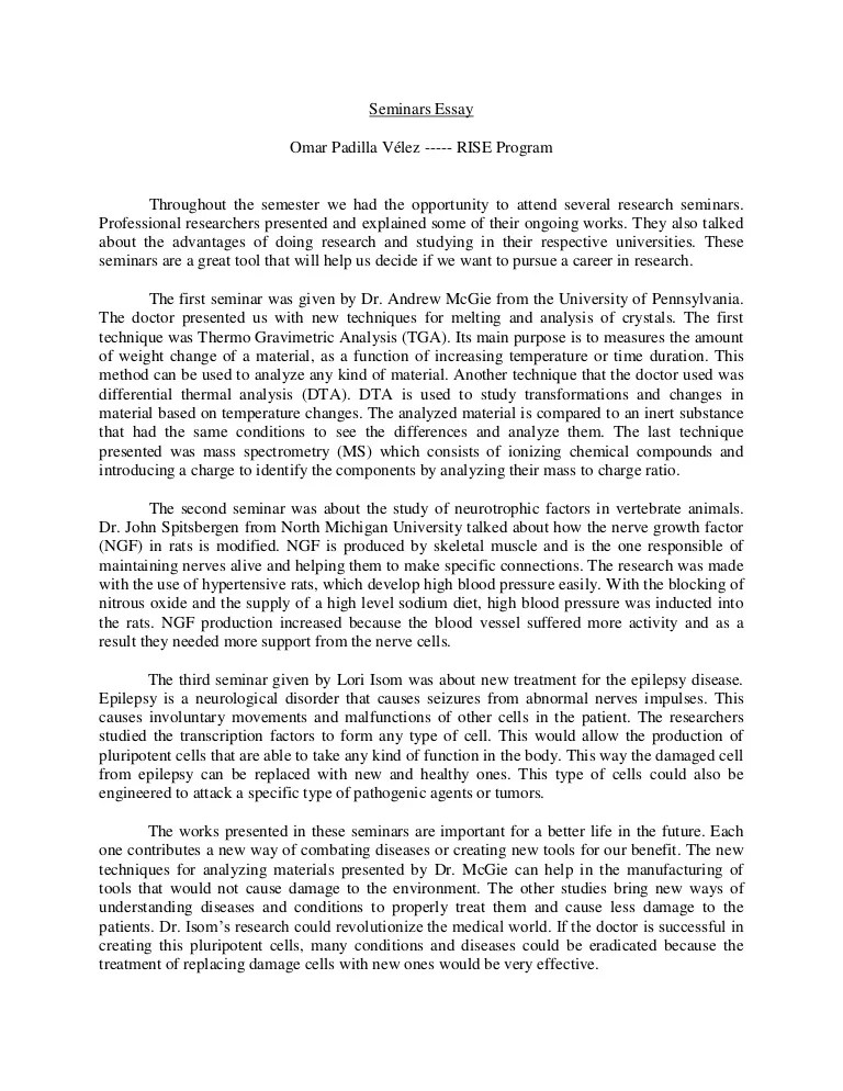 Seminars essay final