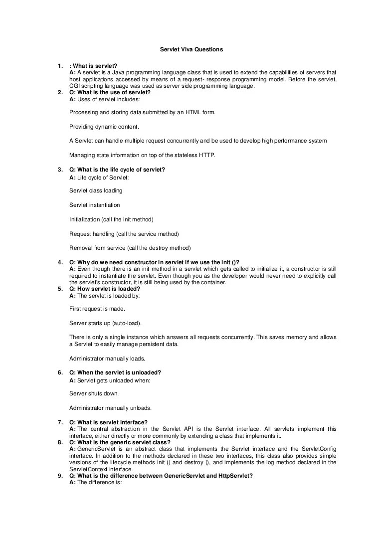 Servlet viva questions