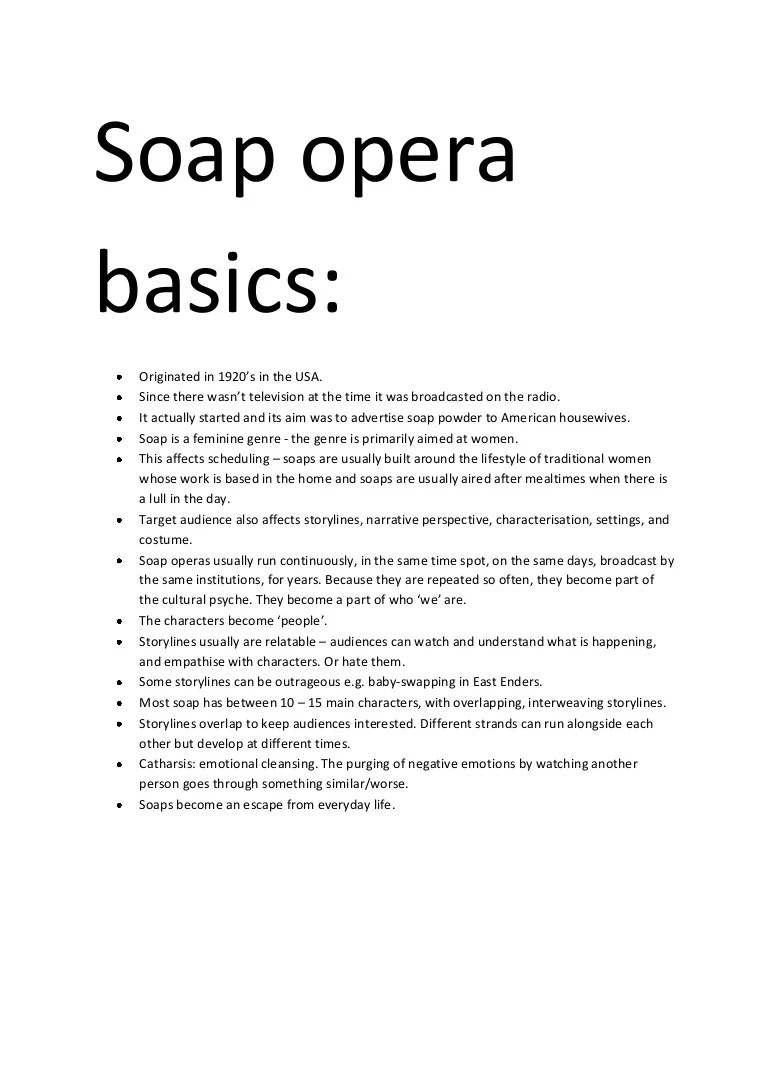 Soap opera basics