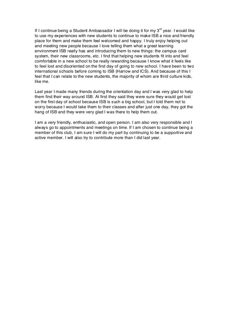 Student Ambassadors Essay
