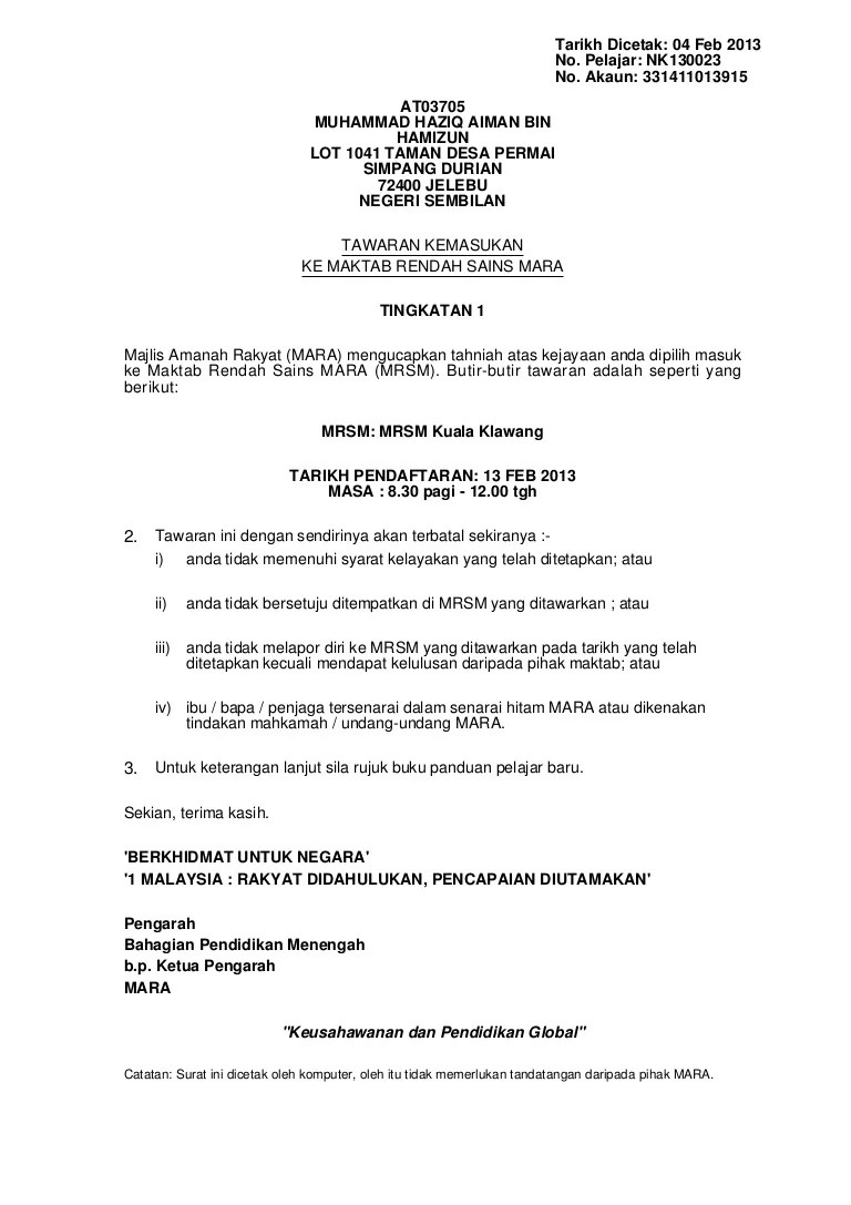 Surat tawaran