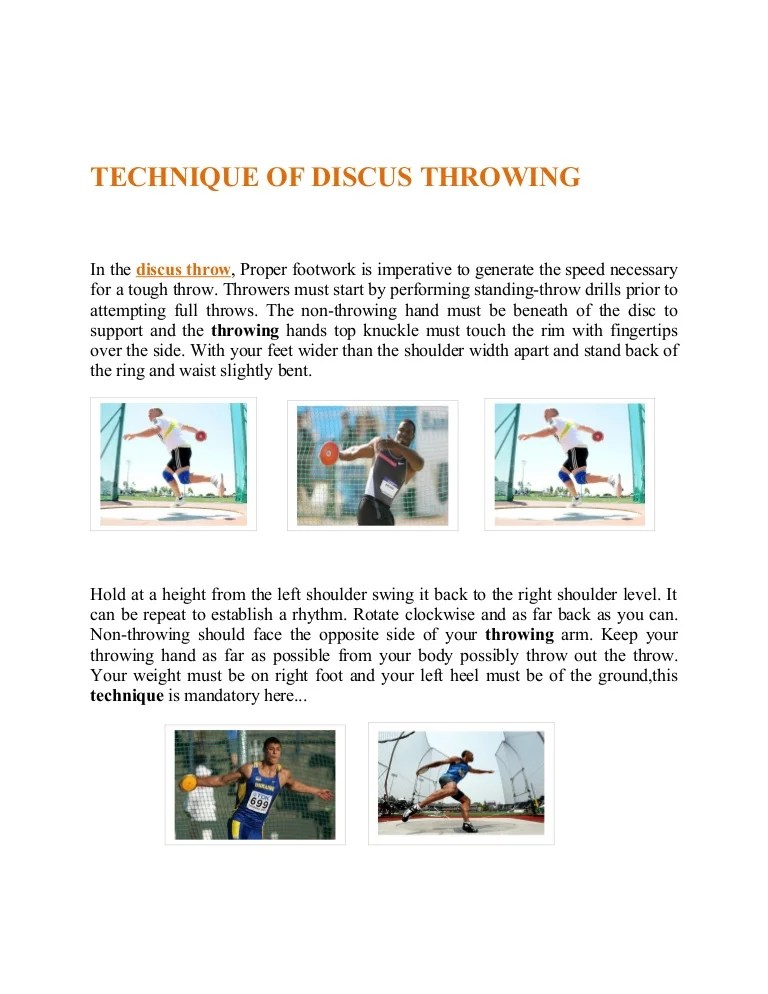 Technique of discus throwing