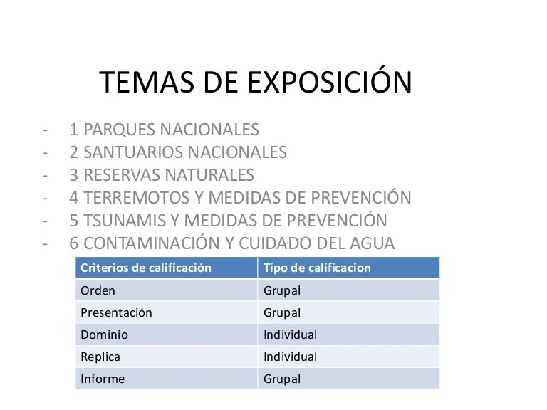 Temas de exposicion