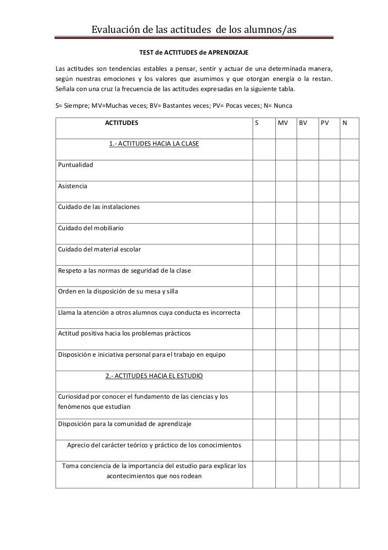 Test de actitudes de aprendizaje