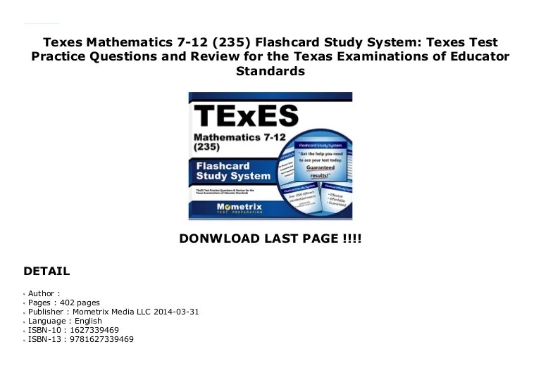 Texes Mathematics 712 (235) Flashcard Study System Texes Test Pract…