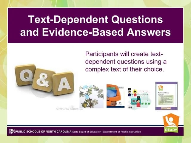5 text dependent questions and evidence-based answers | PPT