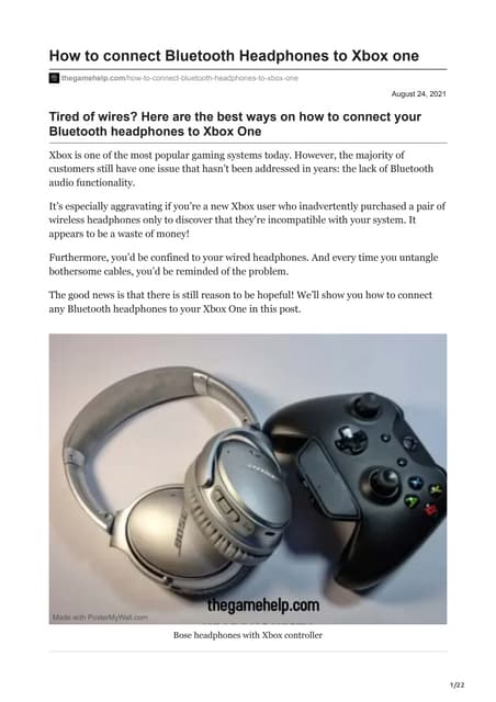 Thegamehelp.com how to connect bluetooth headphones to xbox one | PDF