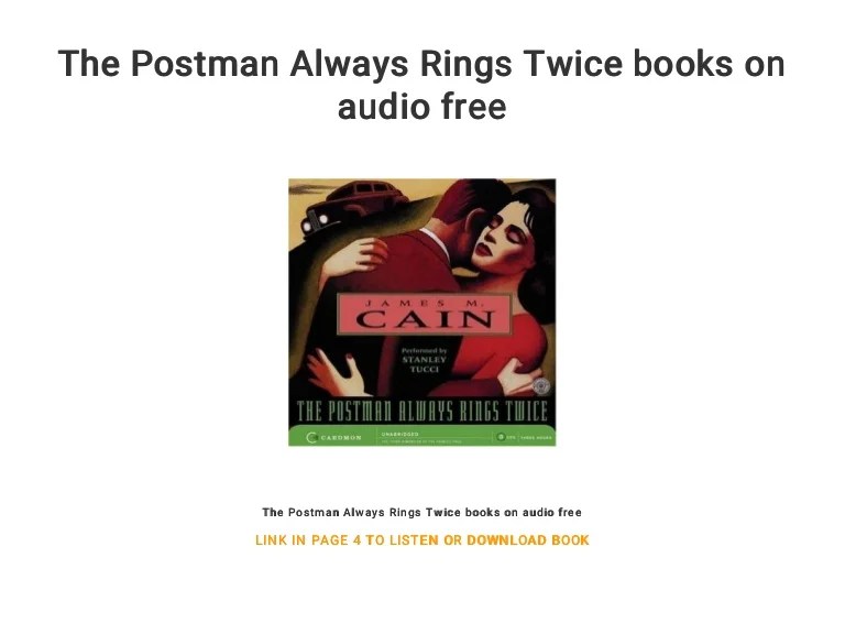 The Postman Always Rings Twice books on audio free