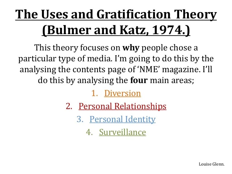 The uses and gratification theory