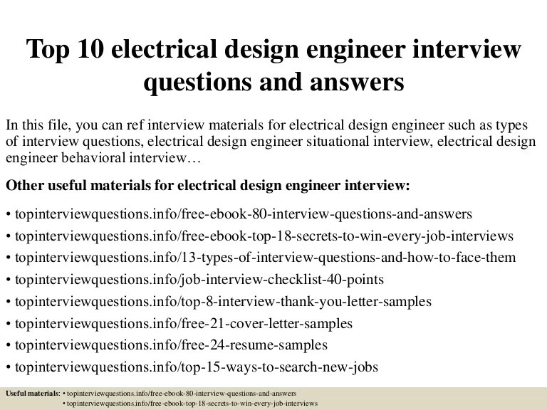 Top 10 electrical design engineer interview questions and answers