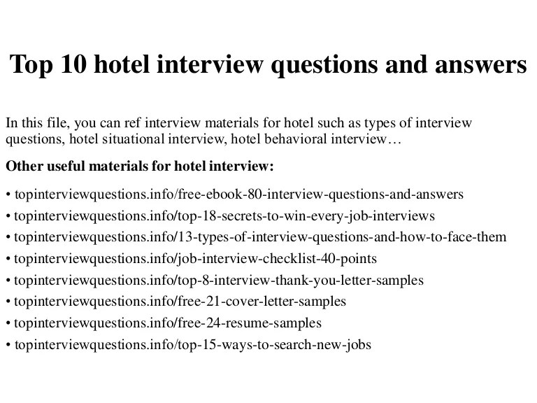 Questions To Ask Interviewer Hotel QUESTOINA