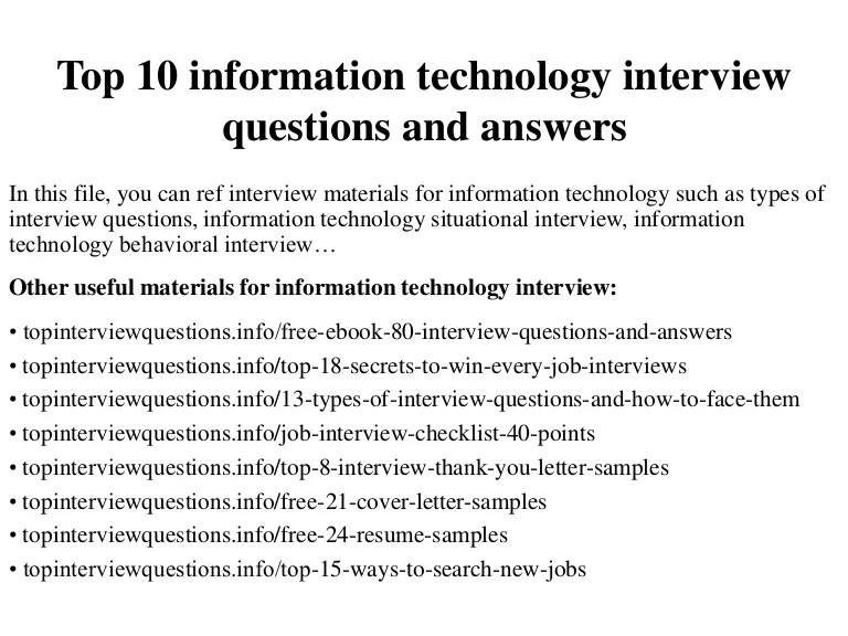 Top 10 information technology interview questions and answers