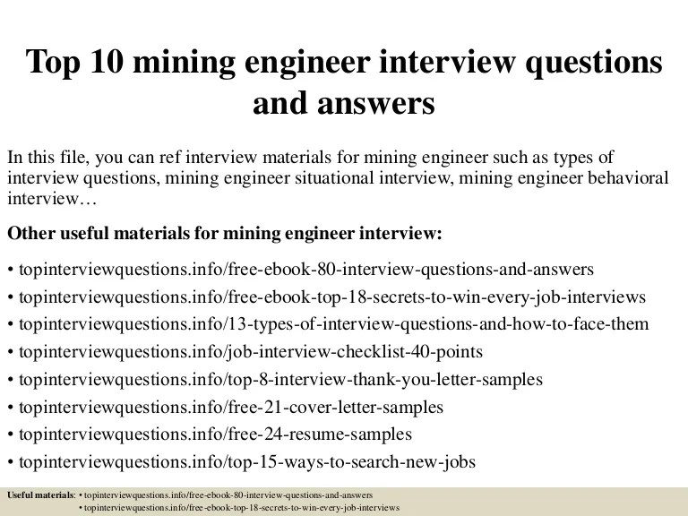 Top 10 mining engineer interview questions and answers