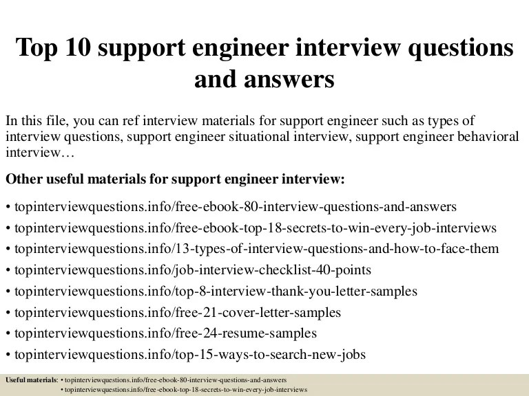 Top 10 support engineer interview questions and answers