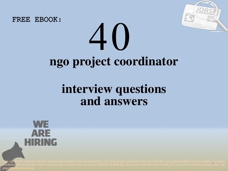 Top 40 ngo project coordinator interview questions and answers pdf eb…