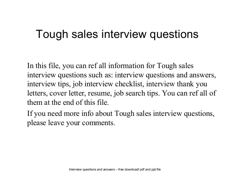 Tough sales interview questions