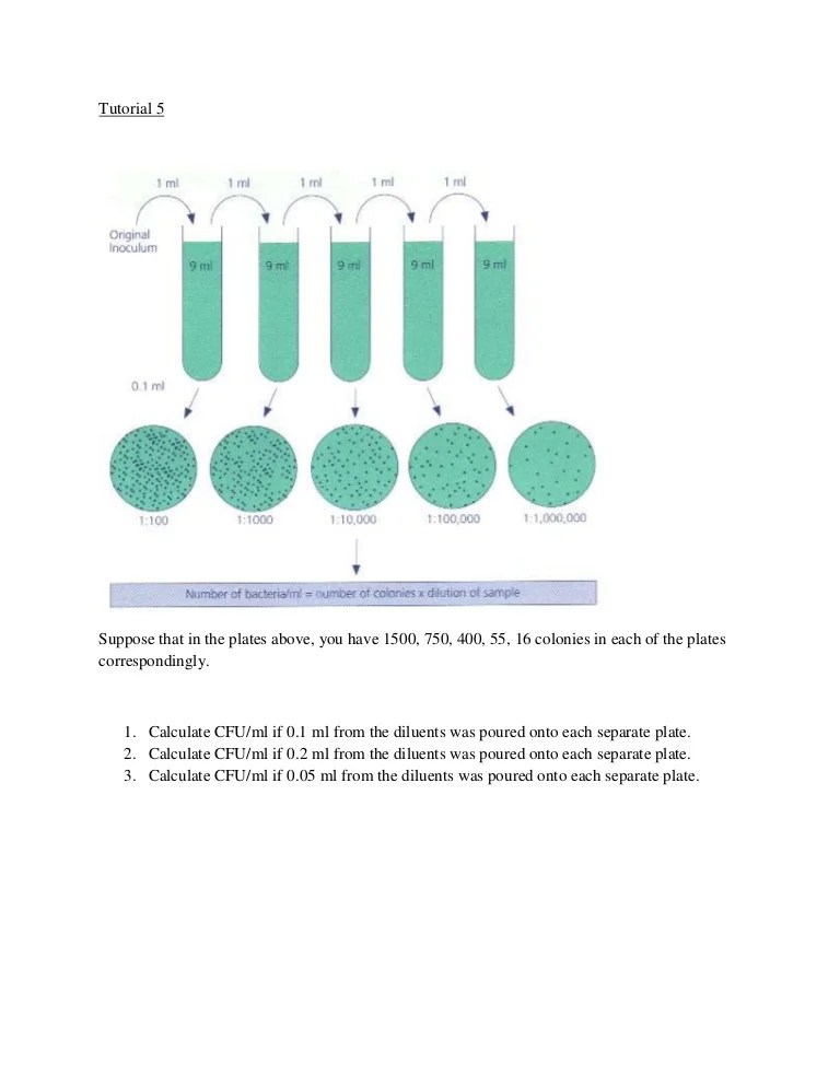 How To Calculate Cfu/Ml For example, if you want to have a plate with