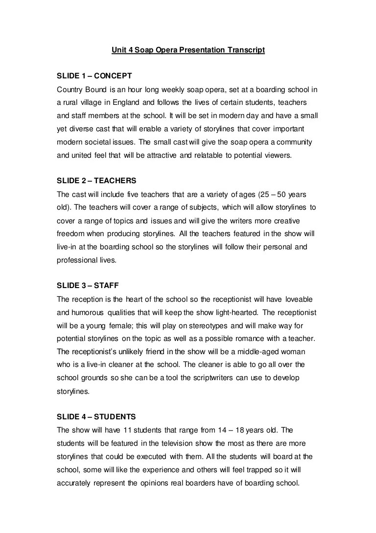 Unit 4 Soap Opera Presentation Transcript
