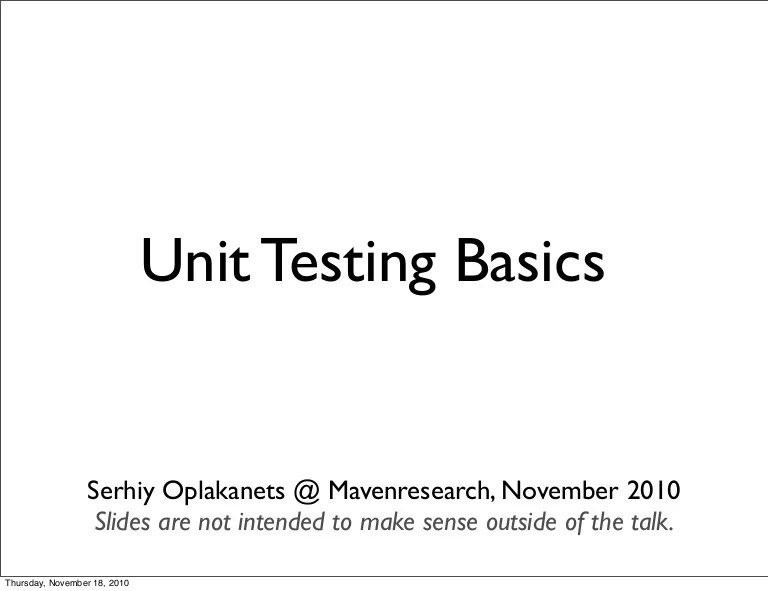 Unit Testing Basics