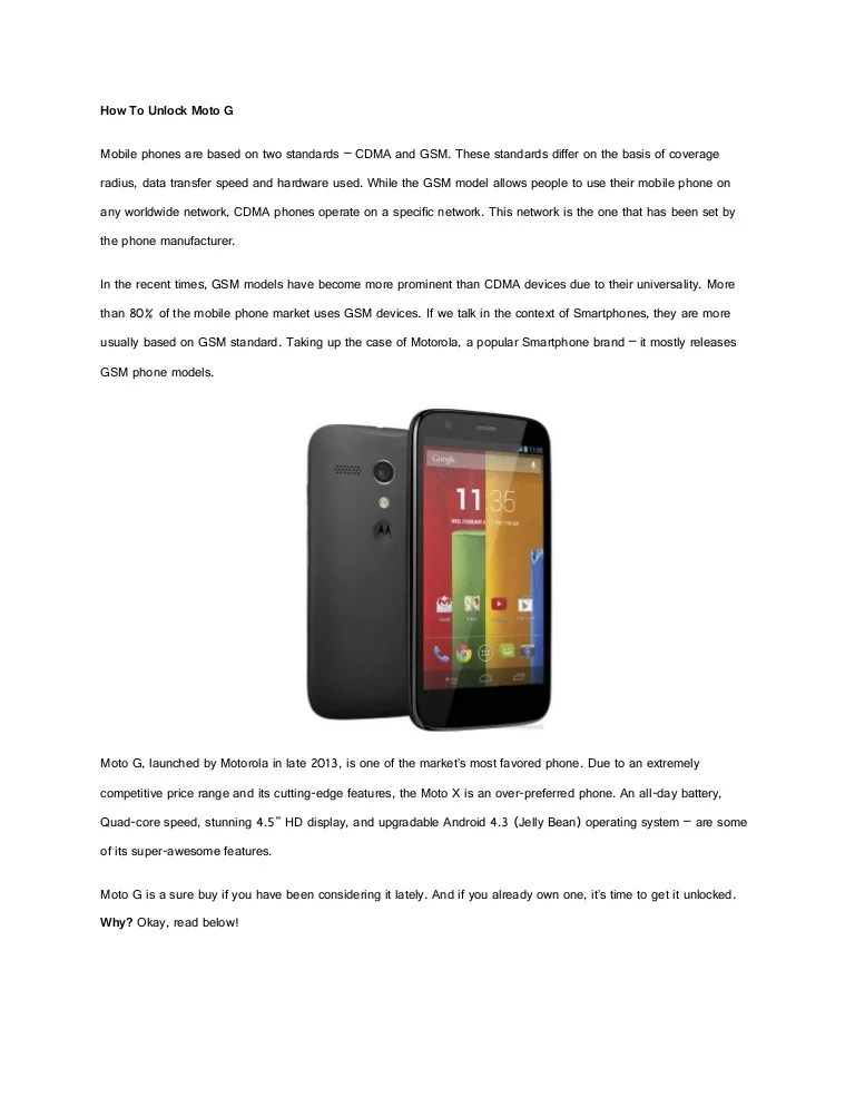 How To Unlock Moto G