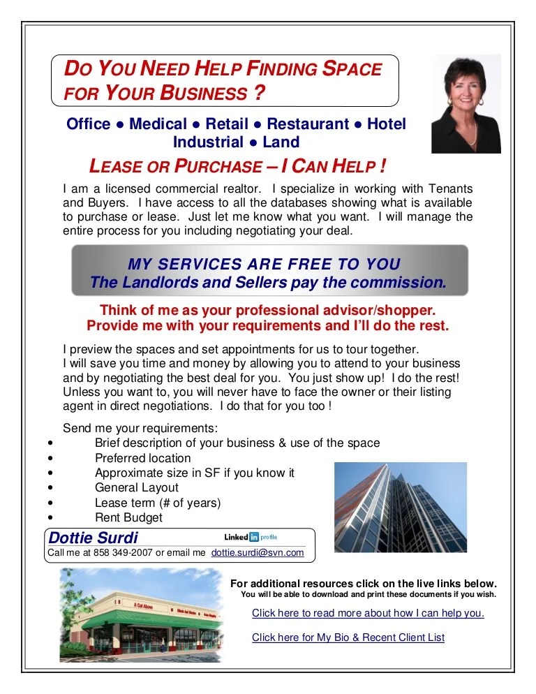 I Can Help You Find Space to Lease or Purchase for Your Business