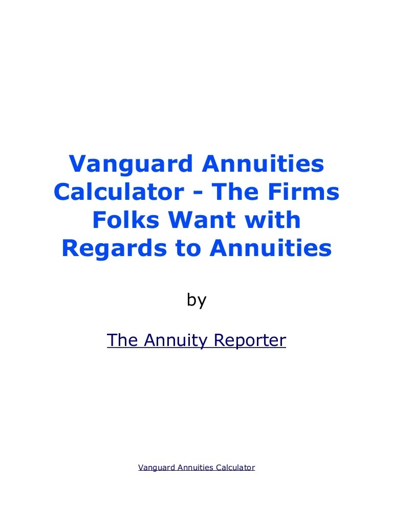Vanguard Annuities Calculator