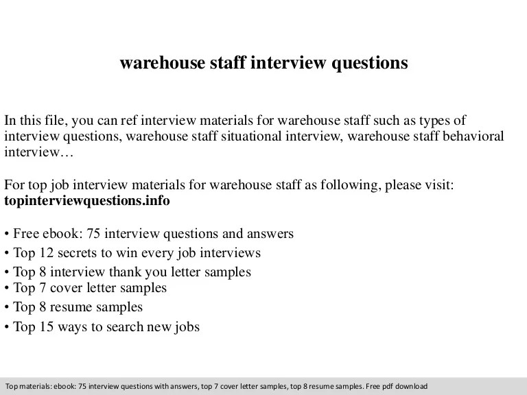 Warehouse staff interview questions
