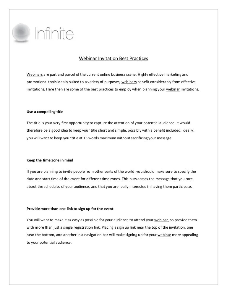 Webinar Invitation Best Practices