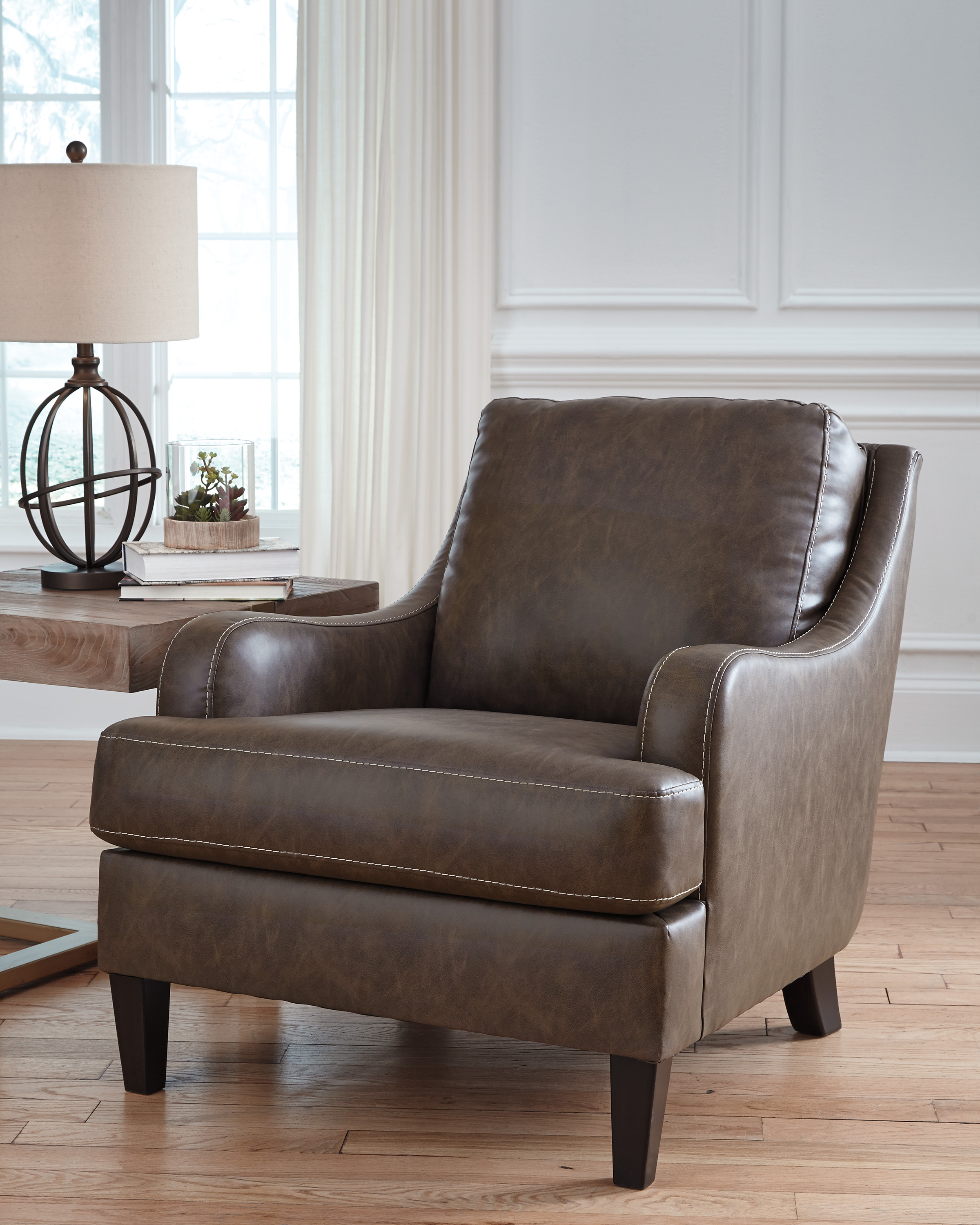 Tirolo Faux Leather Club Chair in Walnut Sofas and Sectionals