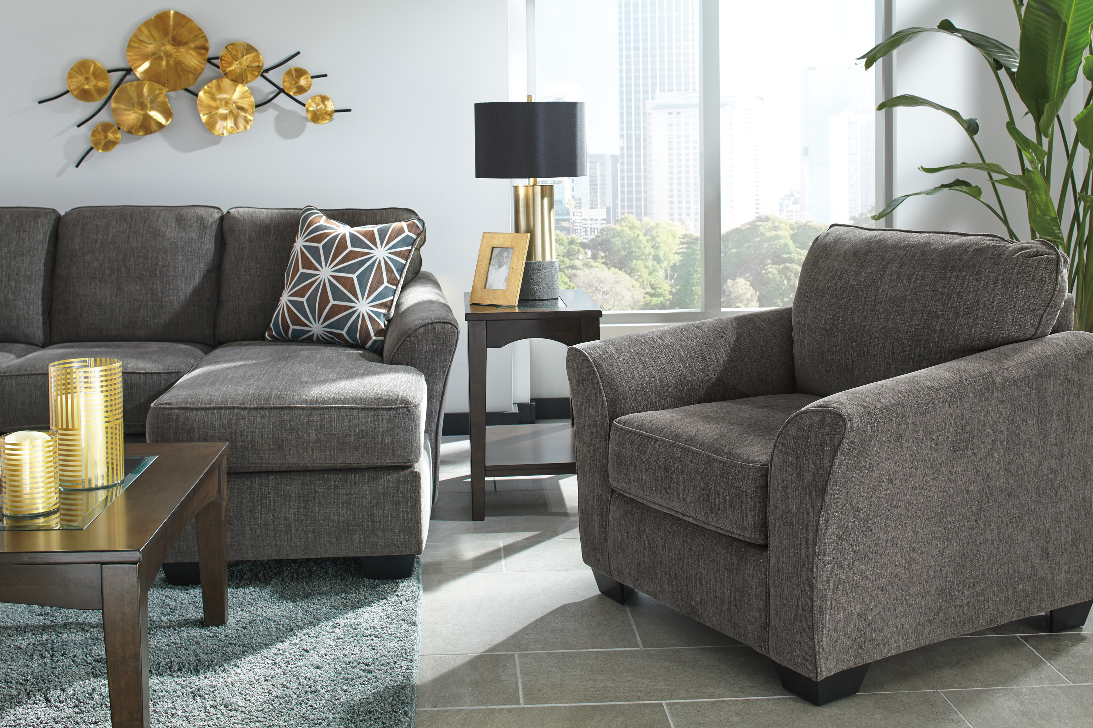 Brise Sofa Chaise in Slate Sofas and Sectionals