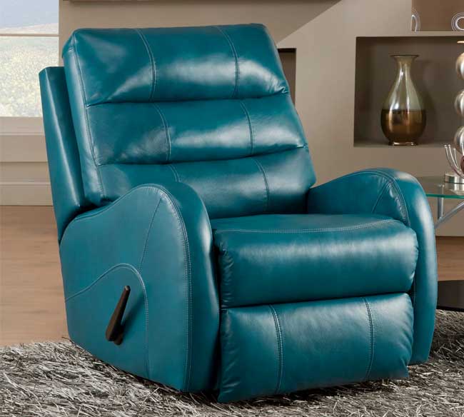 Teal Leather Reclining Sofa Baci Living Room