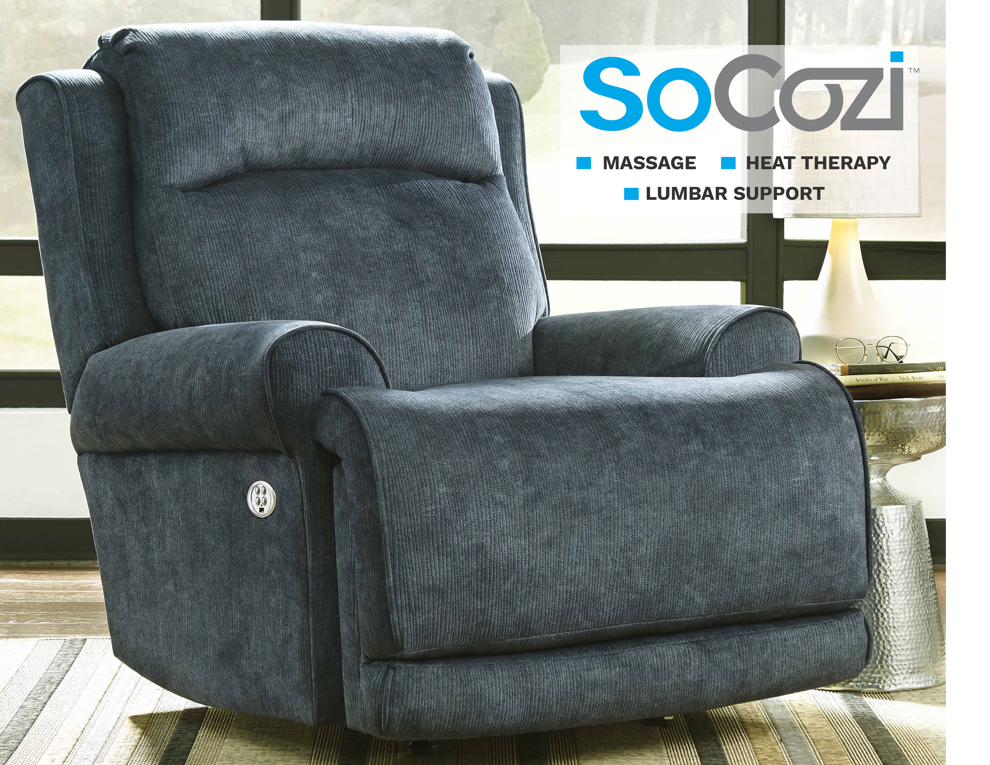 High Power Rocker Recliner w/ Massage + Heat + Sofas and Sectionals