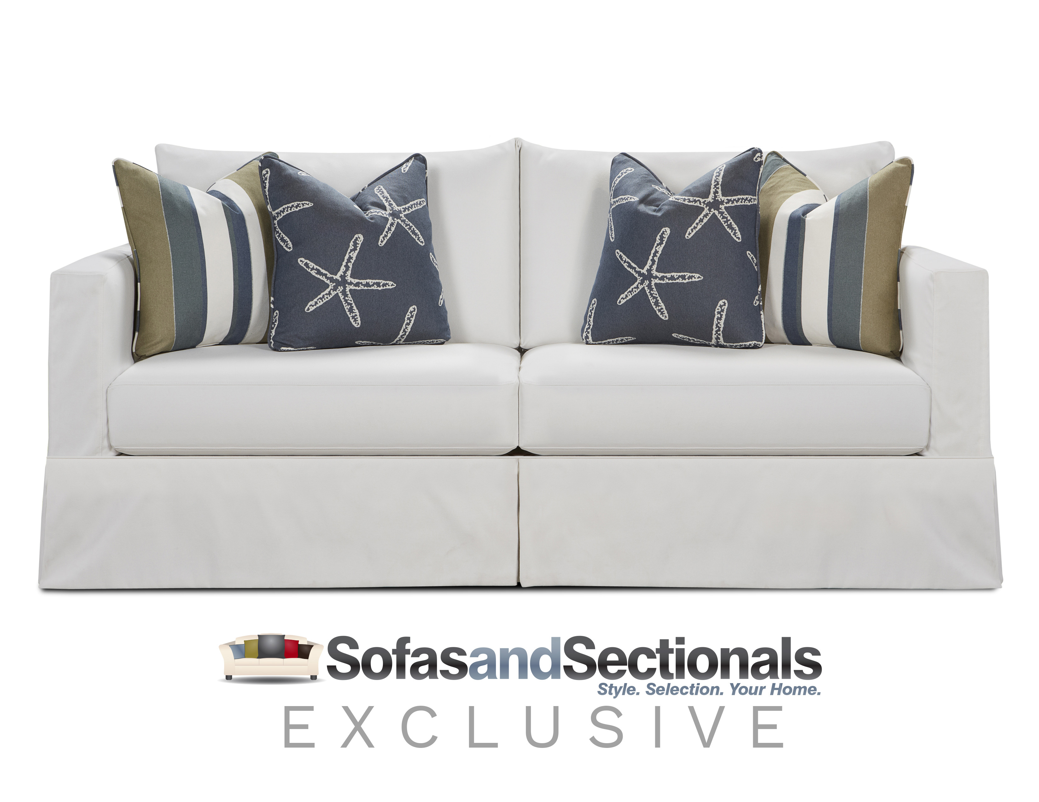 Nautical 86" Slipcover Sofa (E X C L U S I Sofas and Sectionals