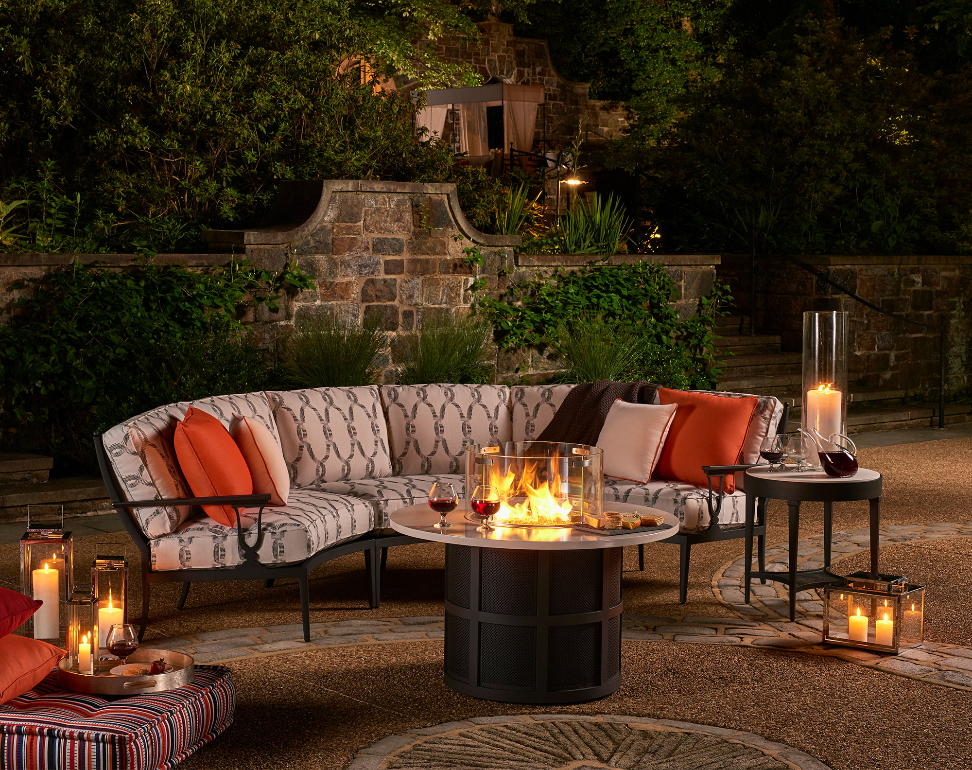 Round Outdoor Sofa With Fire Pit Baci Living Room