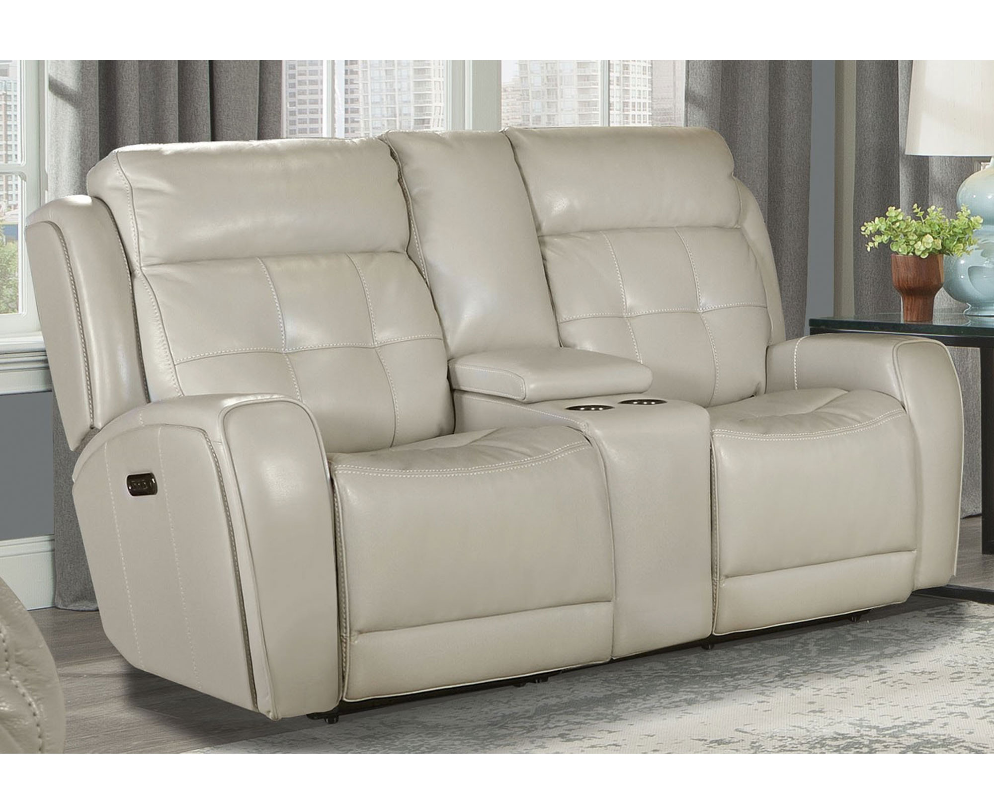 Everest Cloud Leather Power Sofa with Power Sofas and Sectionals