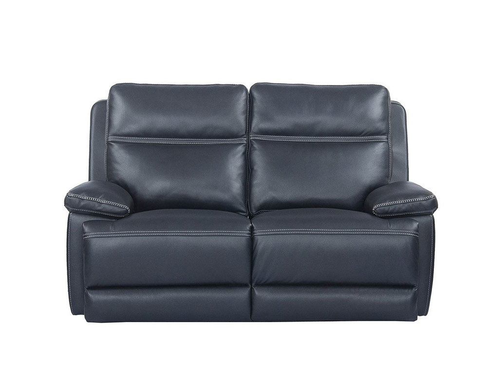 Paxton Navy Leather Power Headrest Power Sofas and Sectionals