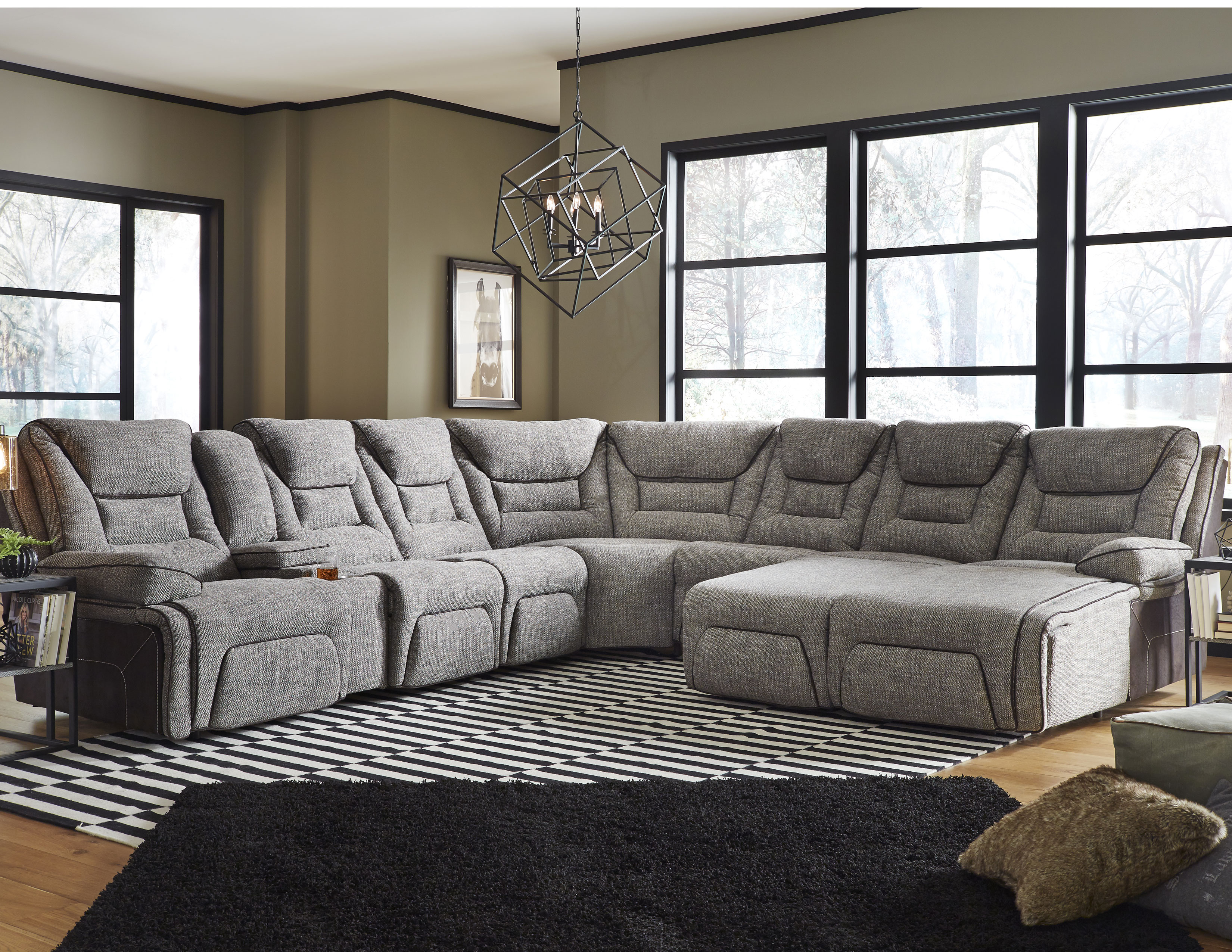 Domino Five Piece Right Arm Sofa Sectional Baci Living Room