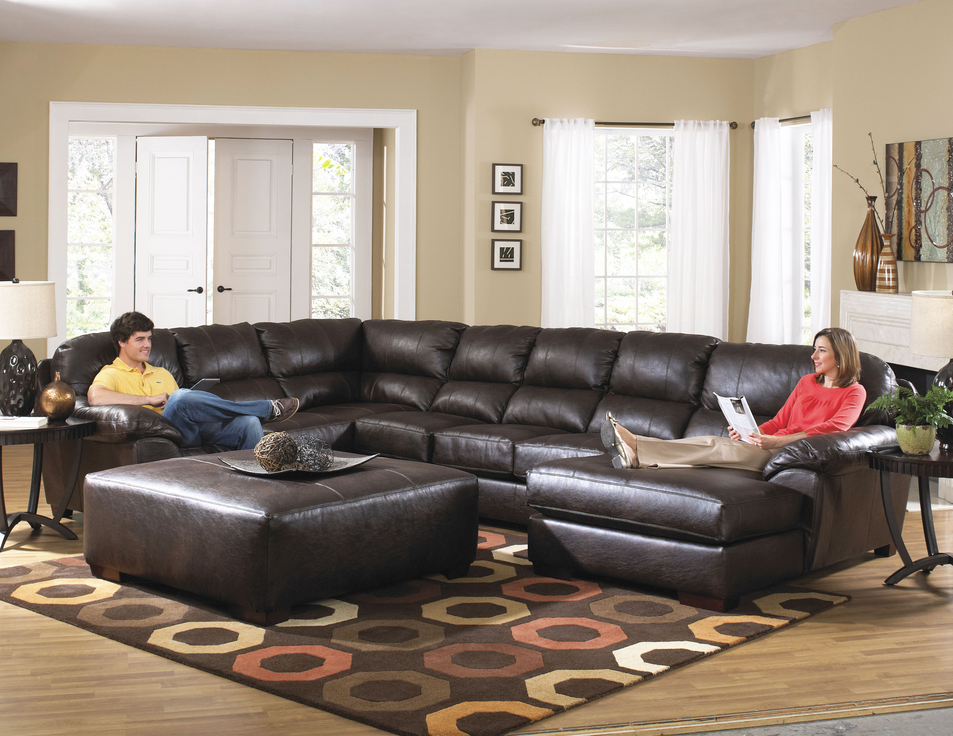 Lawson 4243 Sectional in Leather Like Fabric Sofas and Sectionals