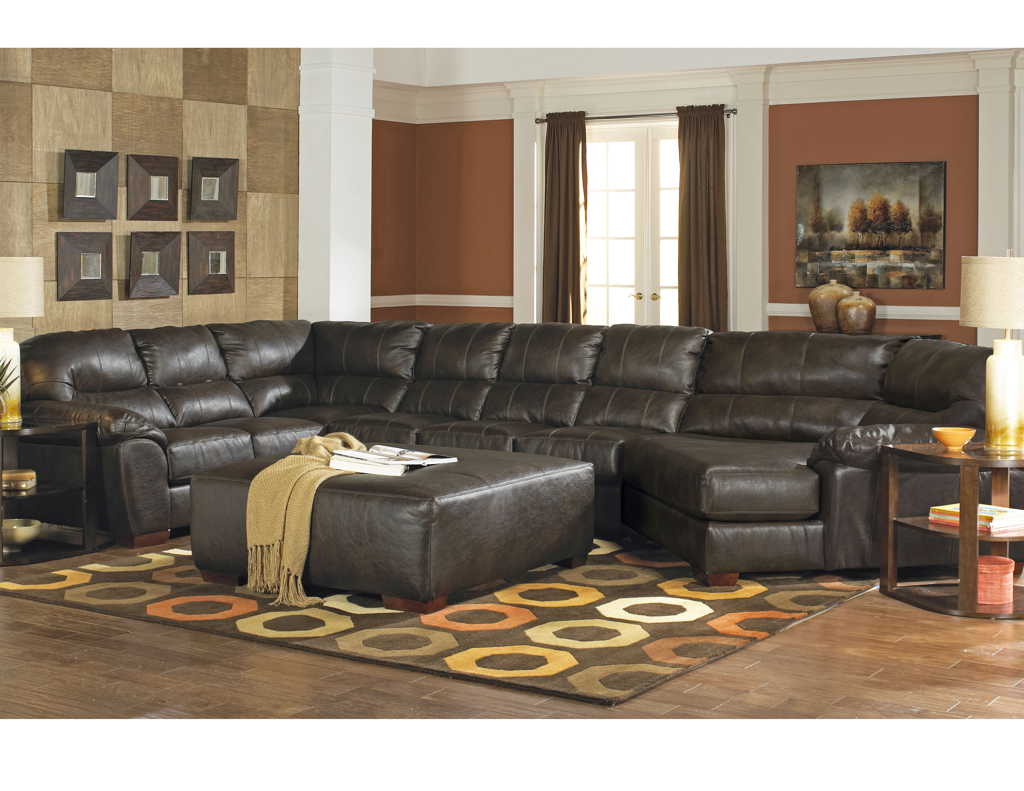 Lawson 4243 Sectional in Leather Like Fabric Sofas and Sectionals