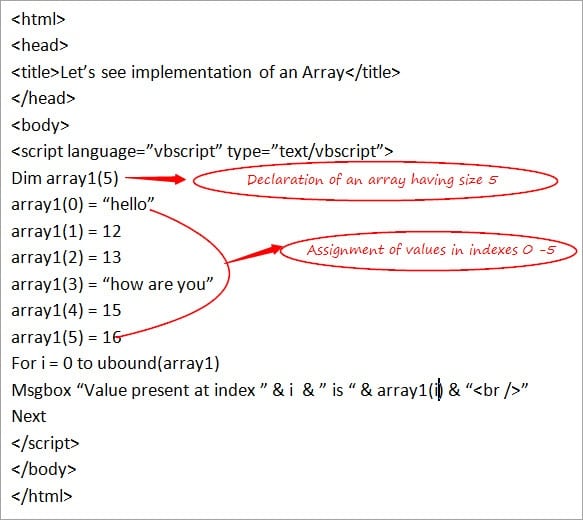 VBScript Arrays Using DIM, REDIM Statements and Ubound Array Functions